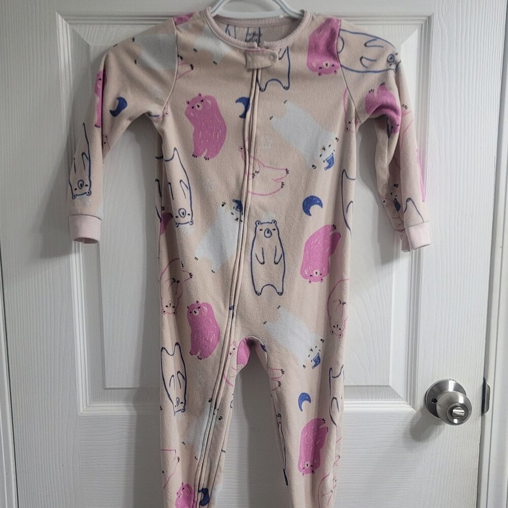 #266 Carters 4T Bear Pink Footed Onesie Pajamas Sleeper Pjs